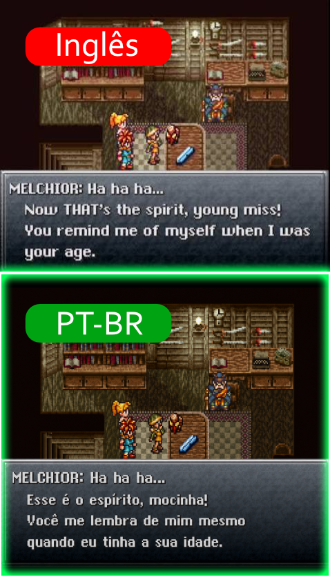 Comparativo de telas SNES Ingles vs Portugues